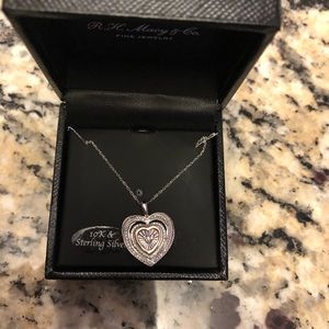 New in Box silver and 10k gold diamond necklace